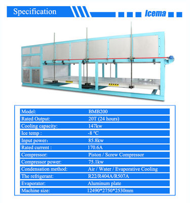 CE-goedgekeurd visserij Zeevruchten 20 ton automatische blok-ijsmachine met directe koeling