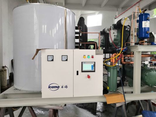 China 50 ton/dag in containers geplaatste sneeuwvlokken-ijsmachine voor koeling met fabrieksprijs