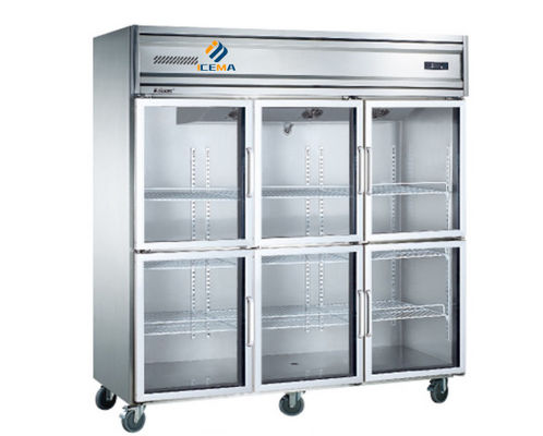 2024 Warm zesdeurs rechtopstaande koelkast 1350L voor het koelen van dranken in supermarkten