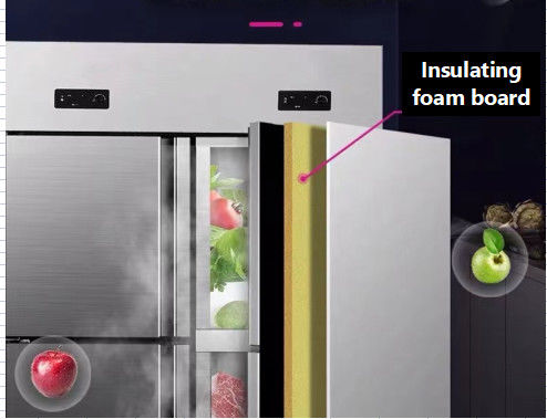 780L Professionele keukenapparatuur verticale koelkast merk vriezer commerciële vier deuren display vriezer