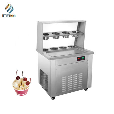 Commerciële Fried Ice Cream Roll Maker-Machine Dubbele Pannen
