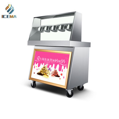 Commerciële Fried Ice Cream Roll Maker-Machine Dubbele Pannen