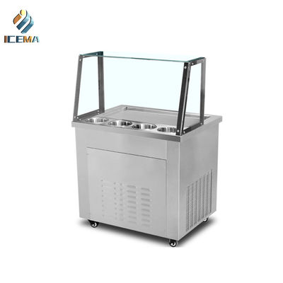 Commerciële Fried Ice Cream Roll Maker-Machine Dubbele Pannen