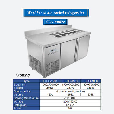 340L werkbankkoelkast voor vers voedsel R134A R22