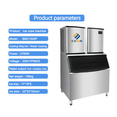 Goede prijs 1000KG/24H commerciële ijsblokjesmachine 3000W 1 ton voor koffiebar/restaurant/hotels online