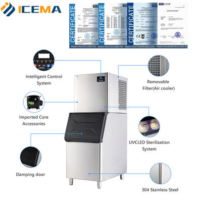 Overzeese machineservice ICEMA Commerciële ijsblokjesmachine 300 kg 400 kg 500 kg